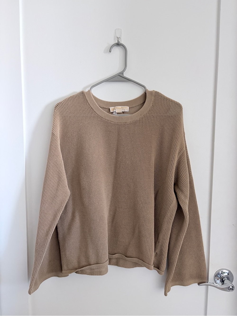 Michael Kors Tan Waffle Knit Crew Sweater
